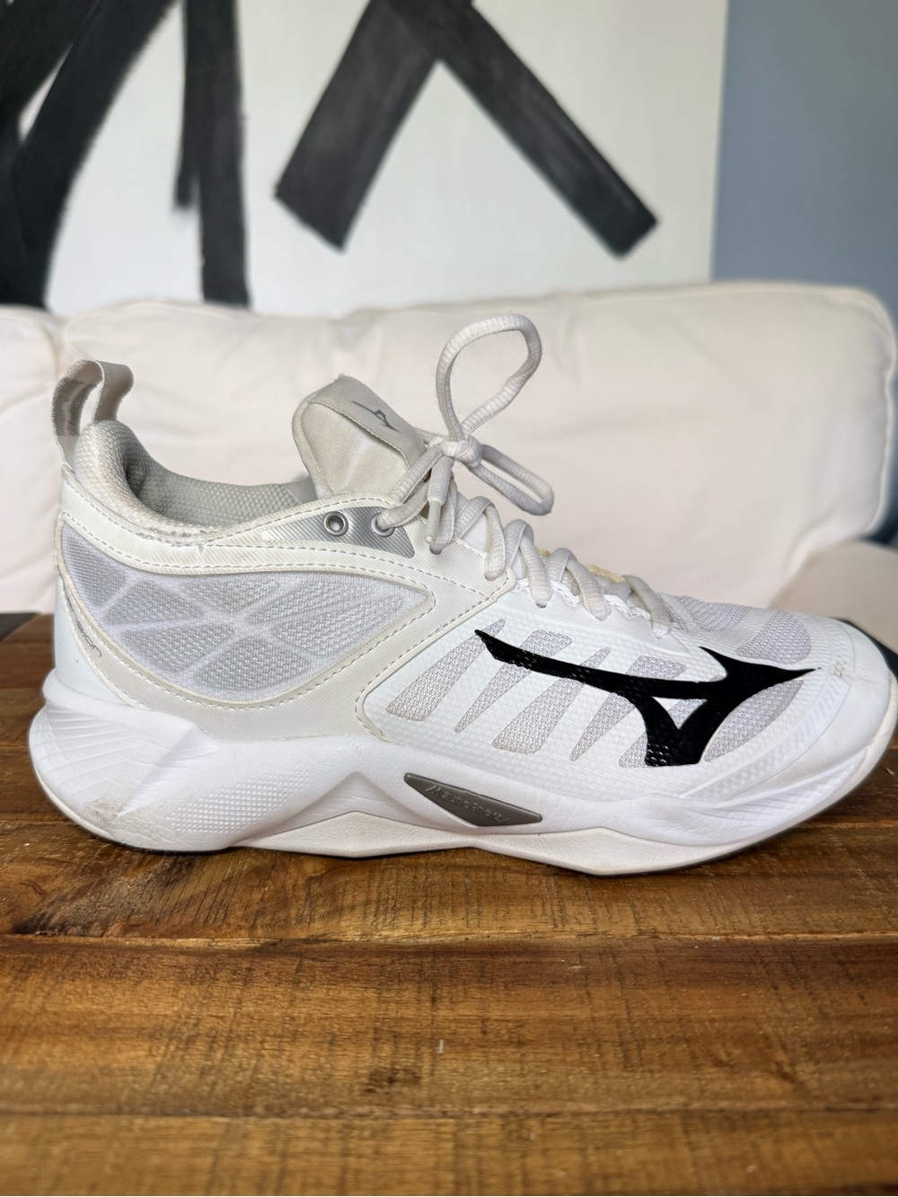 Mizuno Wave Dimension Volleyball Shoes in white with black logo
